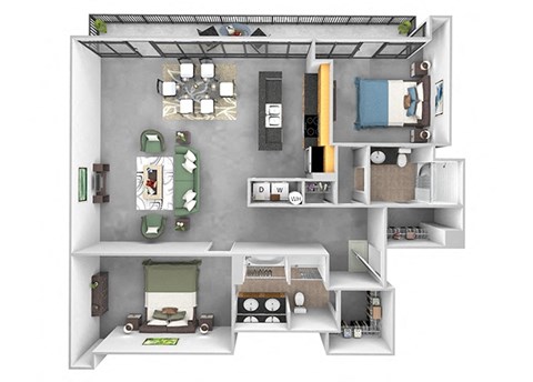Floor plan for 2 beds, 2 baths, 1533 sqft